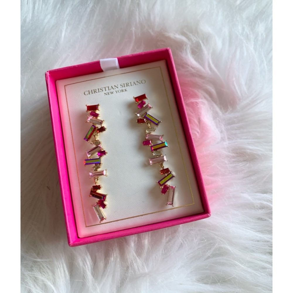 Christian Siriano Colorful Baguette Drop Earrings